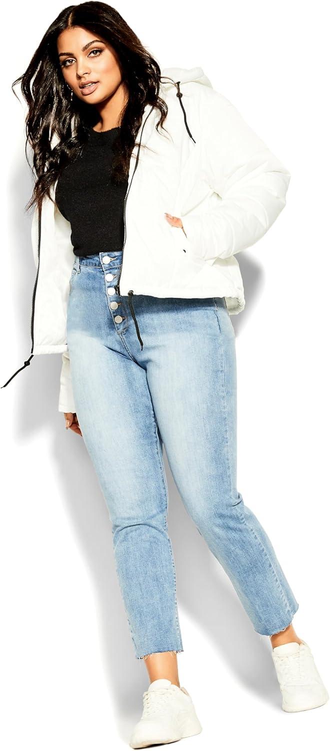 image:imageCity Chic CCX Womens Plus Size Jacket Streetwise PufferIvory