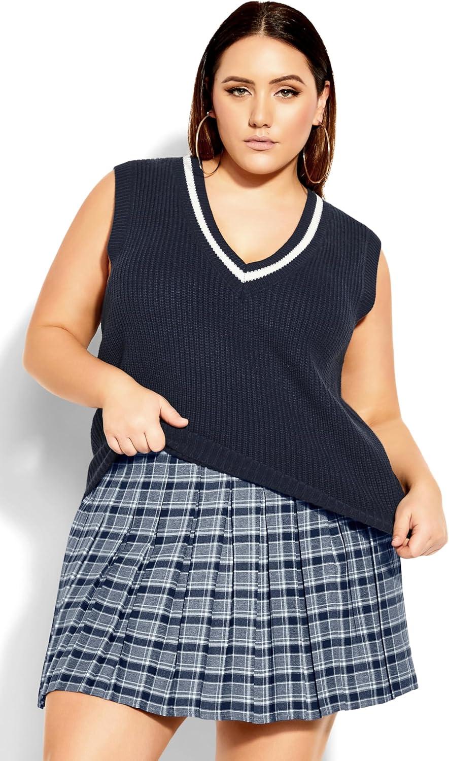 image:imageCity Chic CCX Womens Plus Size Vest Varsity SweaterBlue