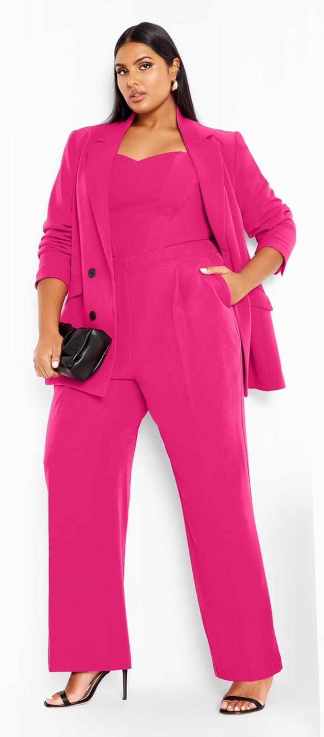 image:imageCity Chic Plus Size Jacket Oversized Alexis Blazer JacketLipstick Pink