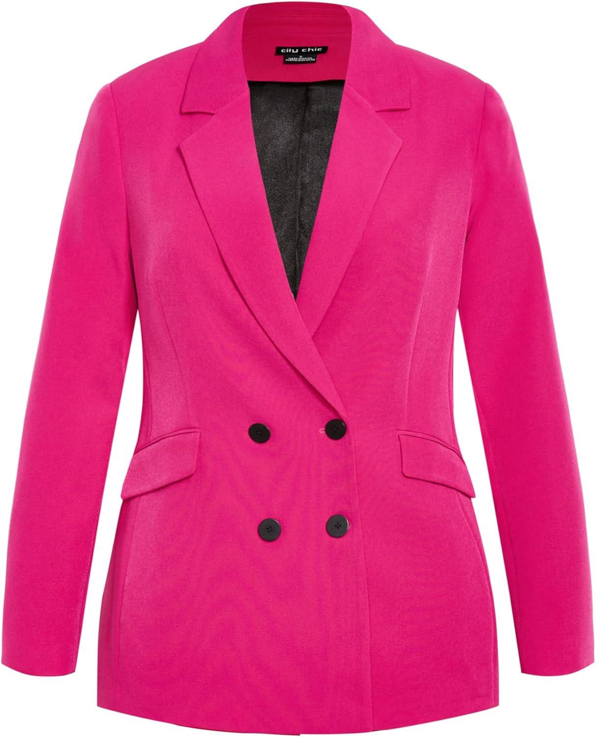 image:imageCity Chic Plus Size Jacket Oversized Alexis Blazer JacketLipstick Pink