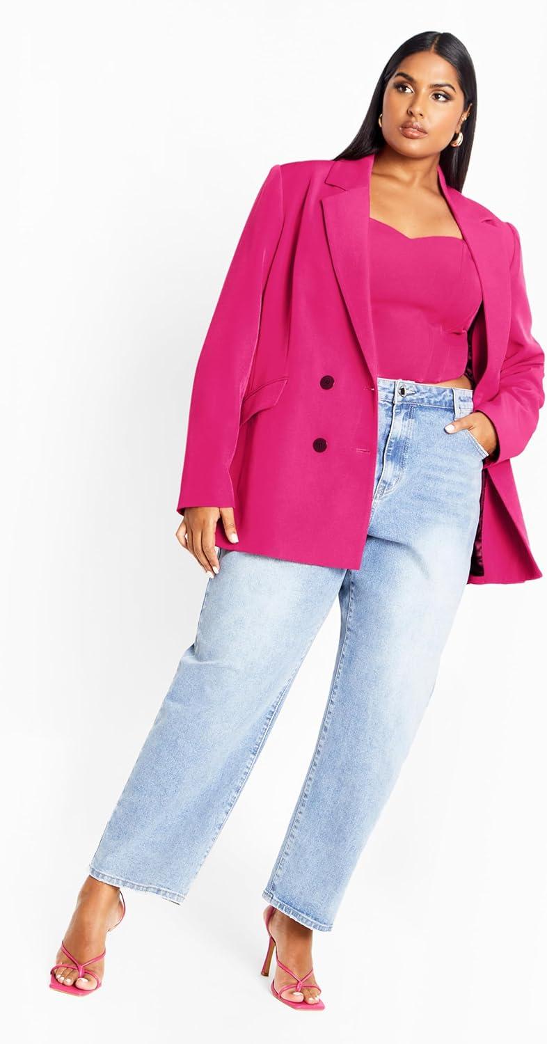 image:imageCity Chic Plus Size Jacket Oversized Alexis Blazer JacketLipstick Pink
