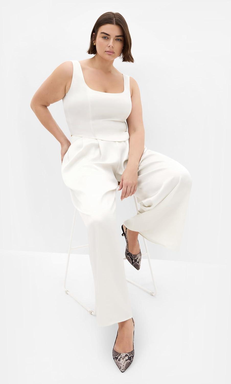 image:imageCity Chic Plus Size Satin Palazzo Champagne PantChampagne