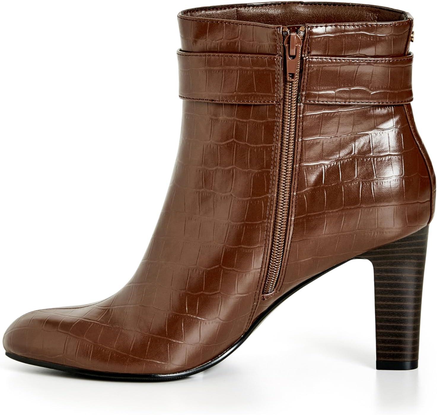 image:imageCity Chic Wide Fit Tory Ankle BootChoc Brown