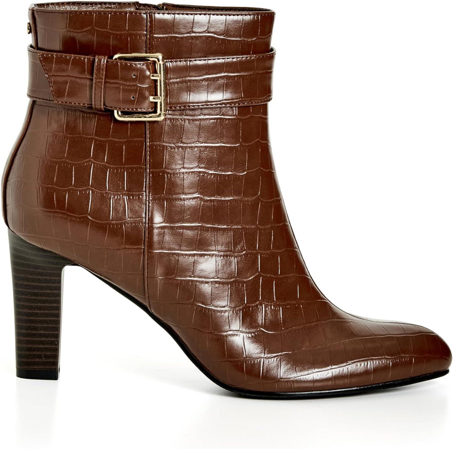 image:imageCity Chic Wide Fit Tory Ankle BootChoc Brown