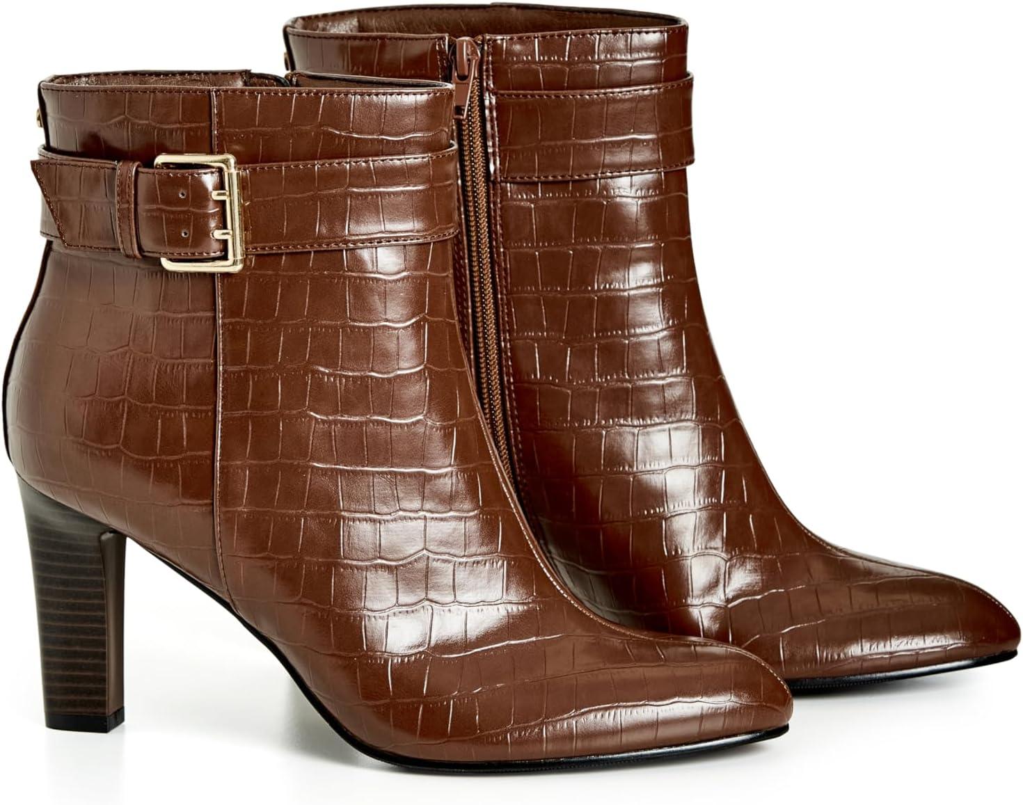image:imageCity Chic Wide Fit Tory Ankle BootChoc Brown