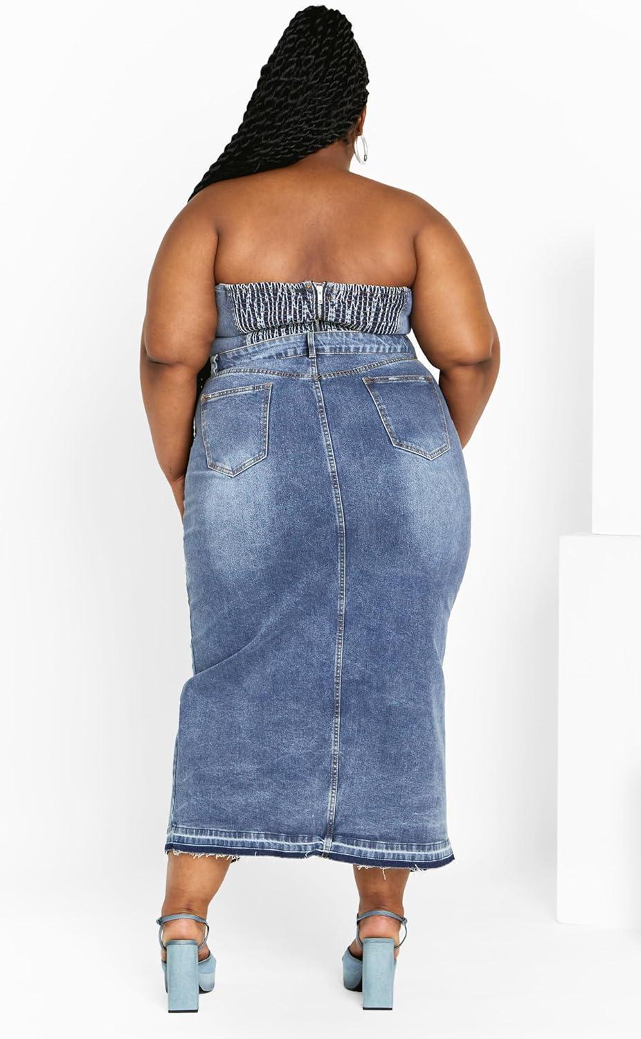 image:imageCity Chic Womens Citychic Plus Size Skirt HallieLight Denim