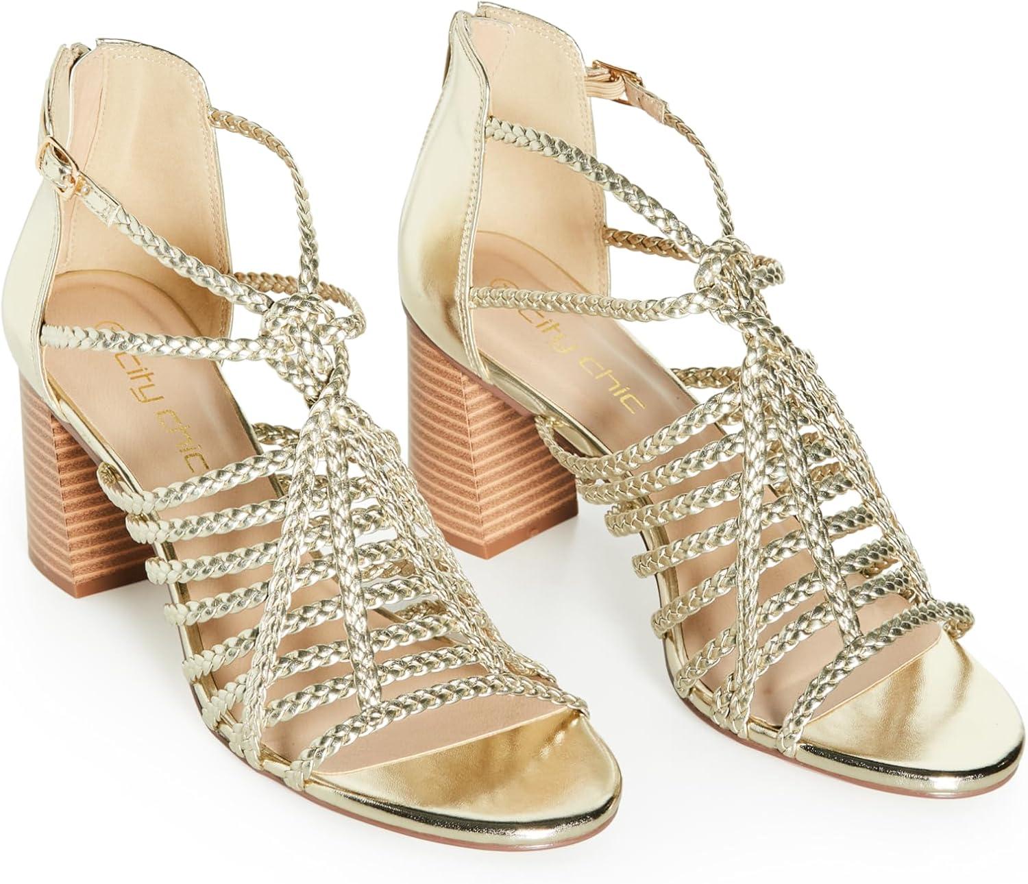image:imageCity Chic Womens Heel WIDE FIT Braided MidaYellow