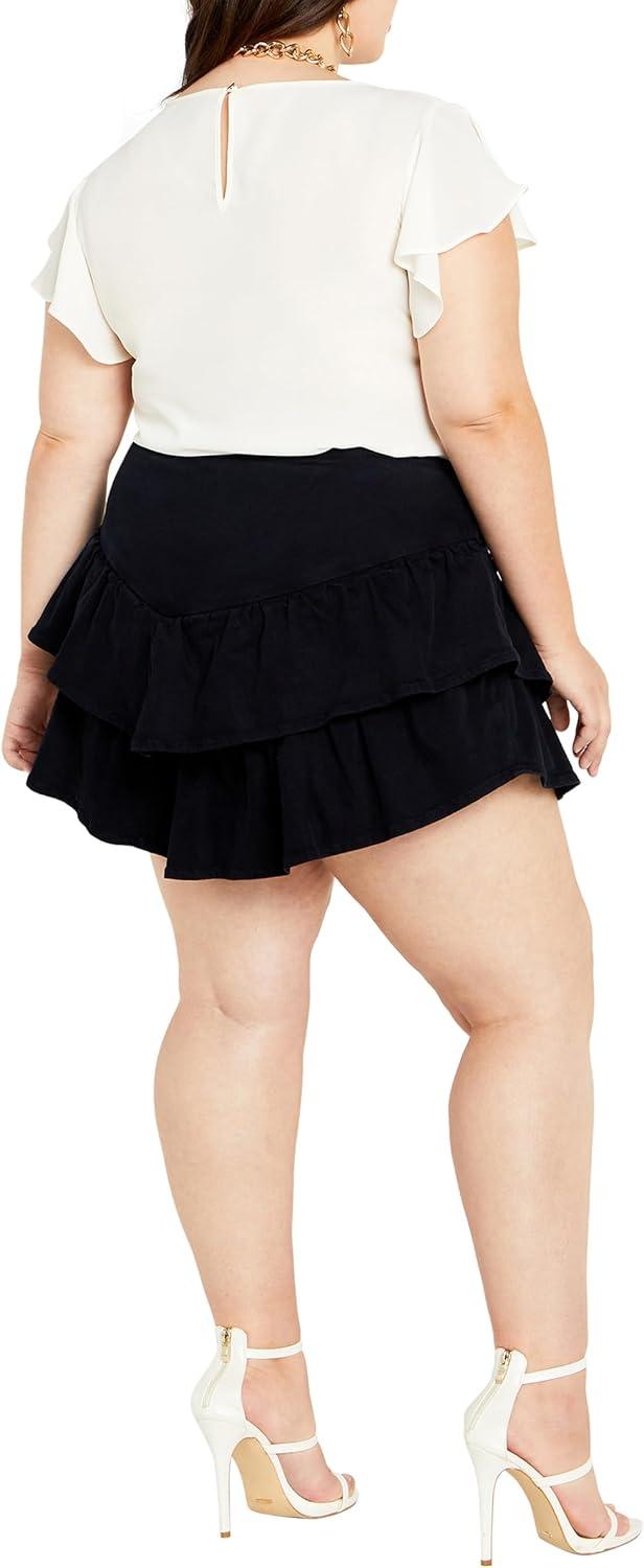 image:imageCity Chic Womens Plus Size Amina Frill High Waist Mini ShortNavy