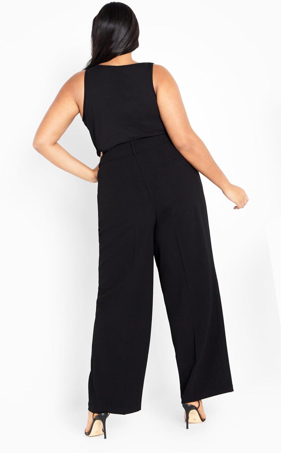 image:imageCity Chic Womens Plus Size Audrie Straight Leg Textured PantBlack