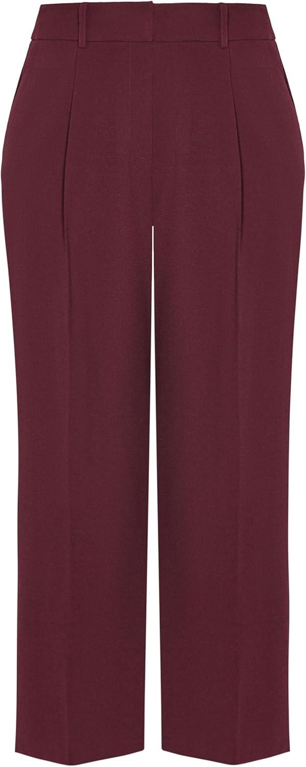 image:imageCity Chic Womens Plus Size Audrie Straight Leg Textured PantOxblood