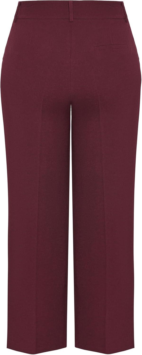 image:imageCity Chic Womens Plus Size Audrie Straight Leg Textured PantOxblood