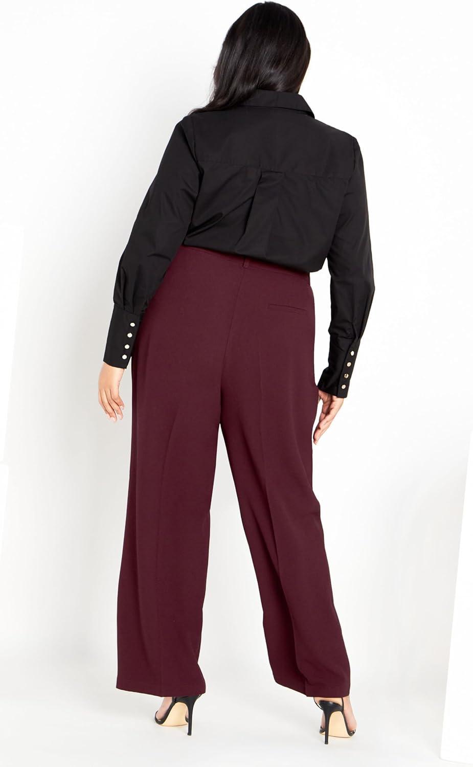 image:imageCity Chic Womens Plus Size Audrie Straight Leg Textured PantOxblood