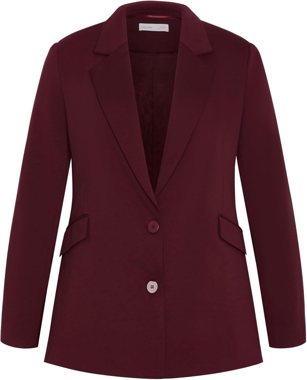 image:imageCity Chic Womens Plus Size Blazer Galactic PonteDark Cherry