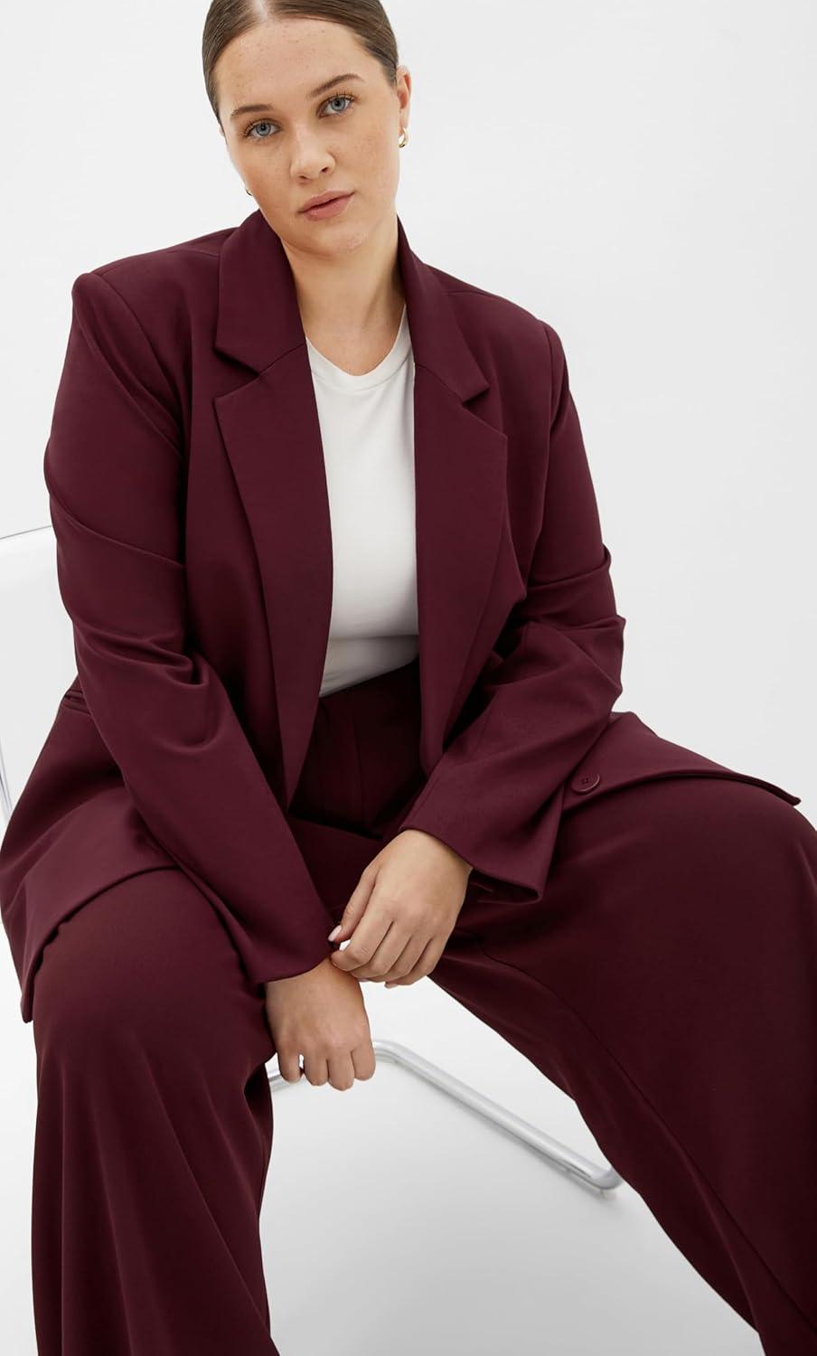 image:imageCity Chic Womens Plus Size Blazer Galactic PonteDark Cherry