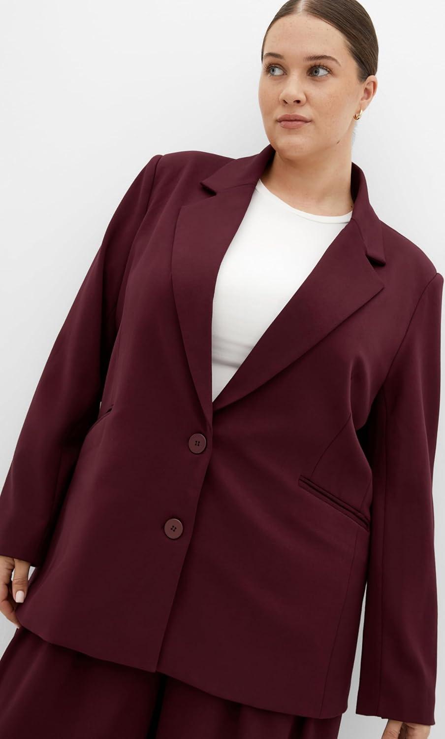 image:imageCity Chic Womens Plus Size Blazer Galactic PonteDark Cherry