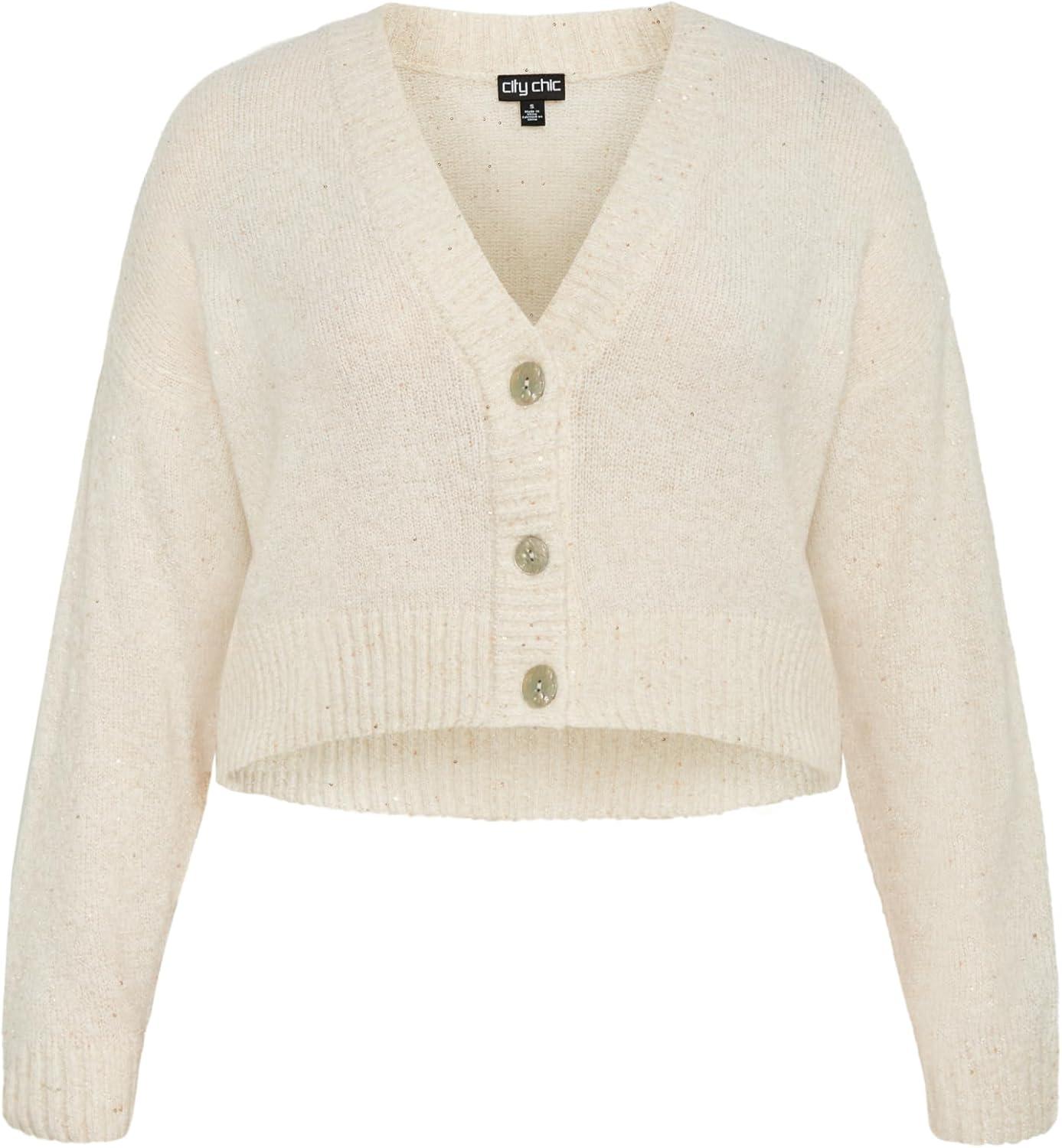 image:imageCity Chic Womens Plus Size Cardigan MirandaChampagne Sparkle