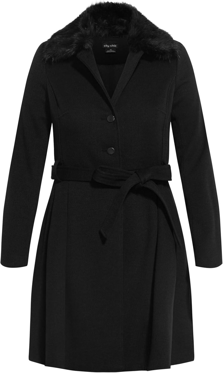 image:imageCity Chic Womens Plus Size Coat Blushing BelleBlack