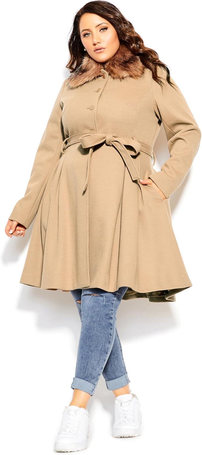 image:imageCity Chic Womens Plus Size Coat Blushing BelleTaupe