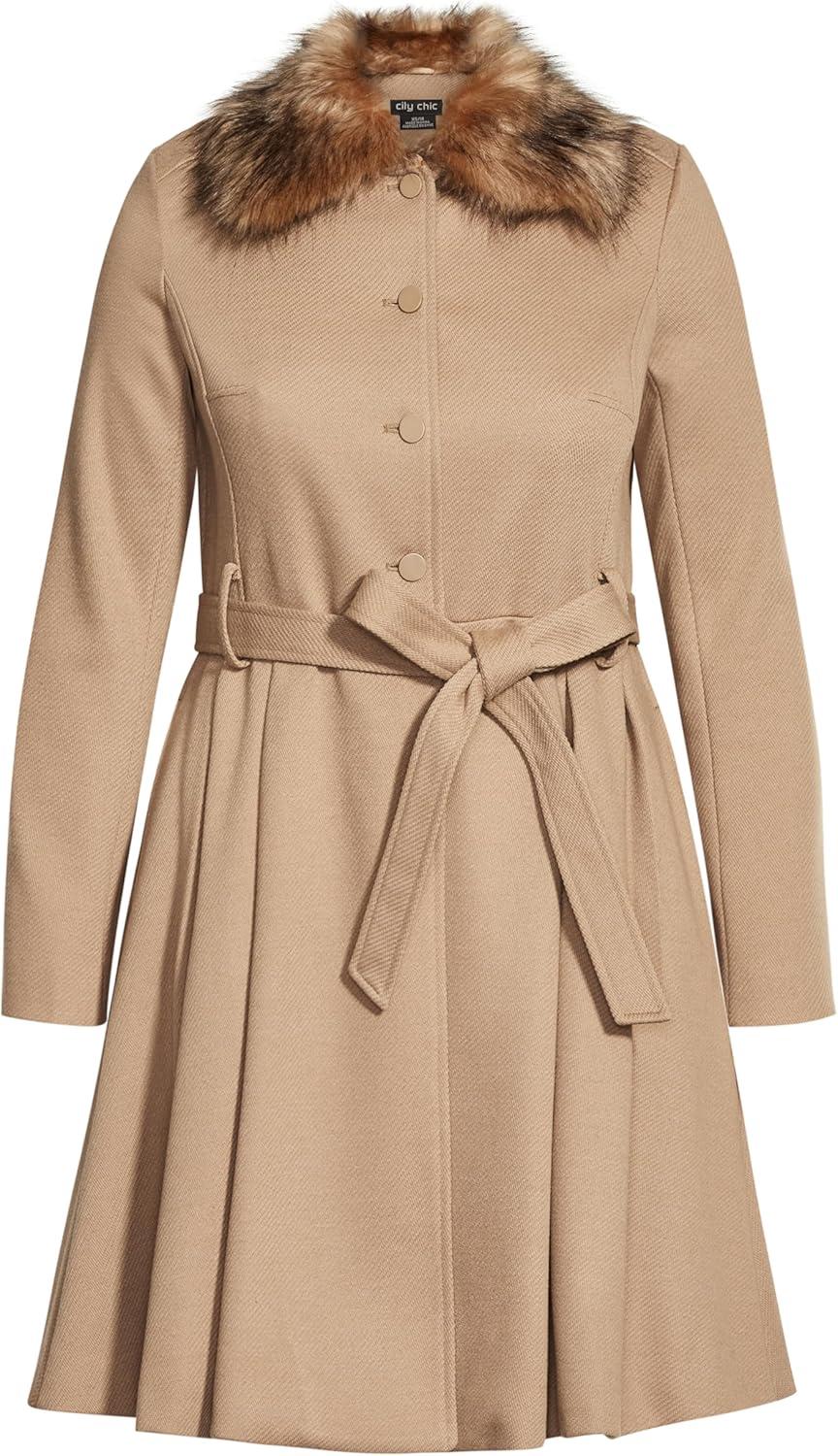 image:imageCity Chic Womens Plus Size Coat Blushing BelleTaupe
