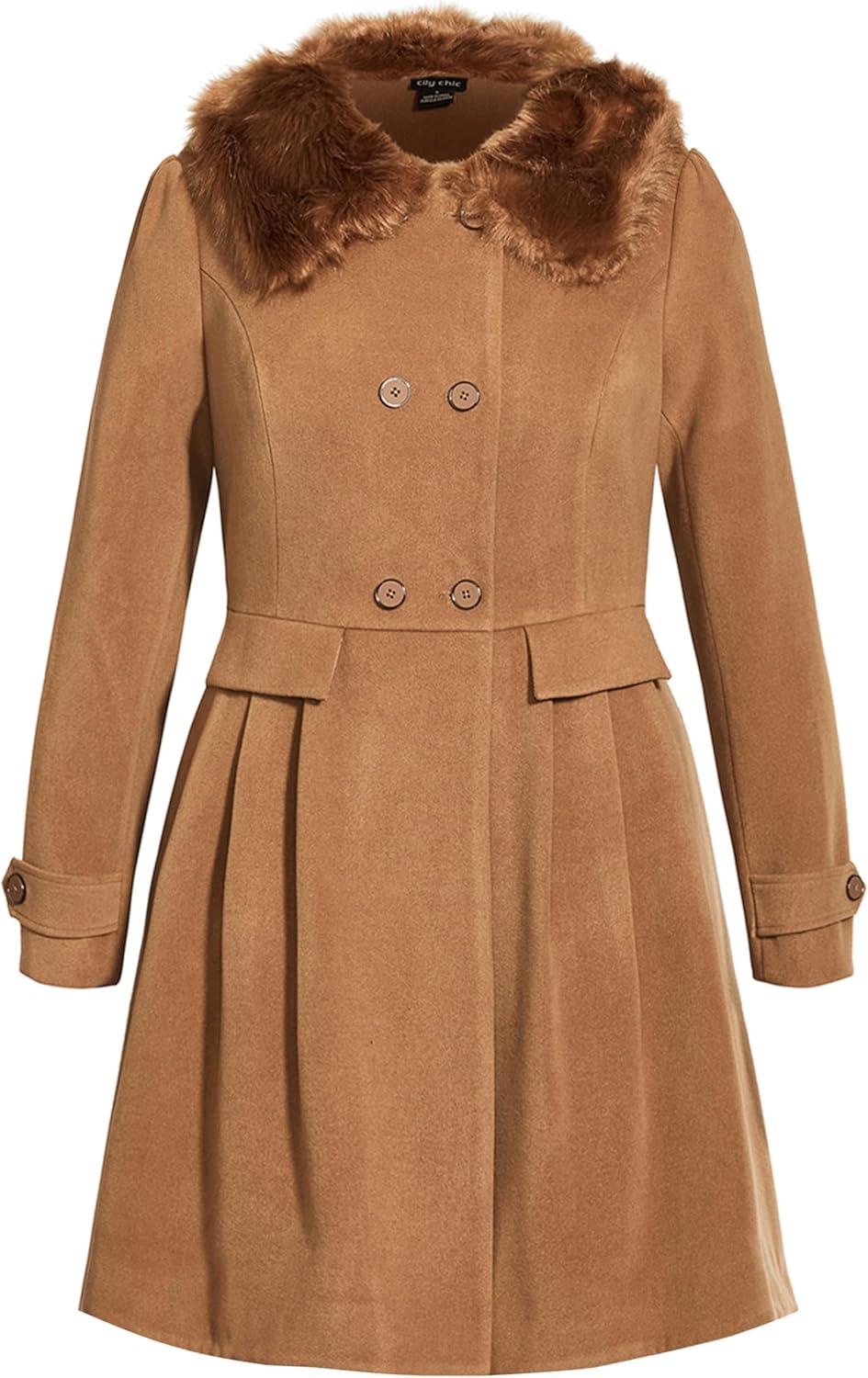 image:imageCity Chic Womens Plus Size Coat GloriaSand