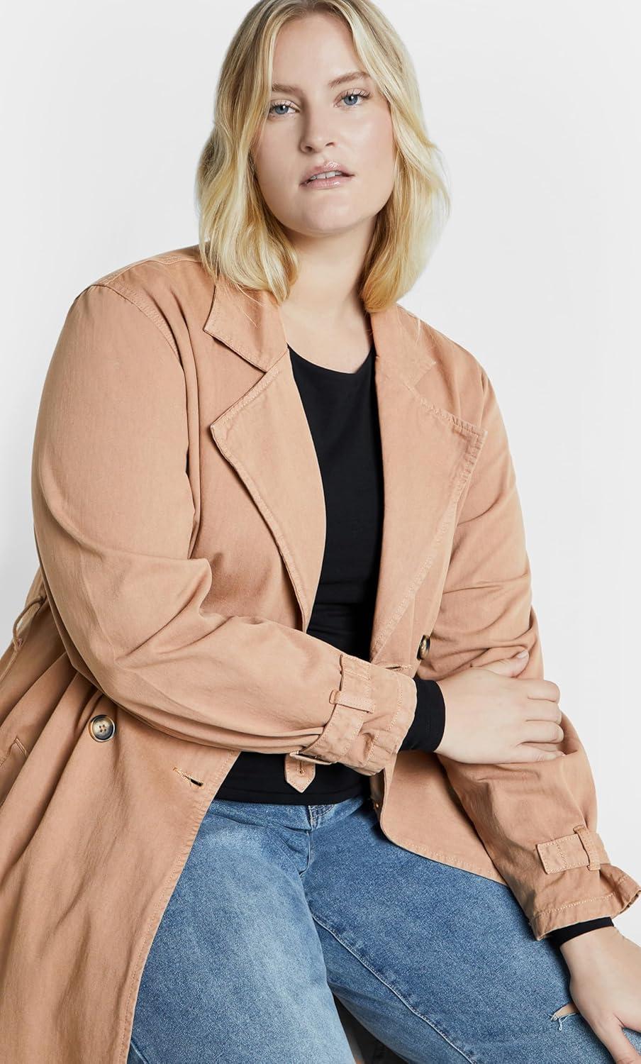 image:imageCity Chic Womens Plus Size Coat Laylo TrenchCaramel