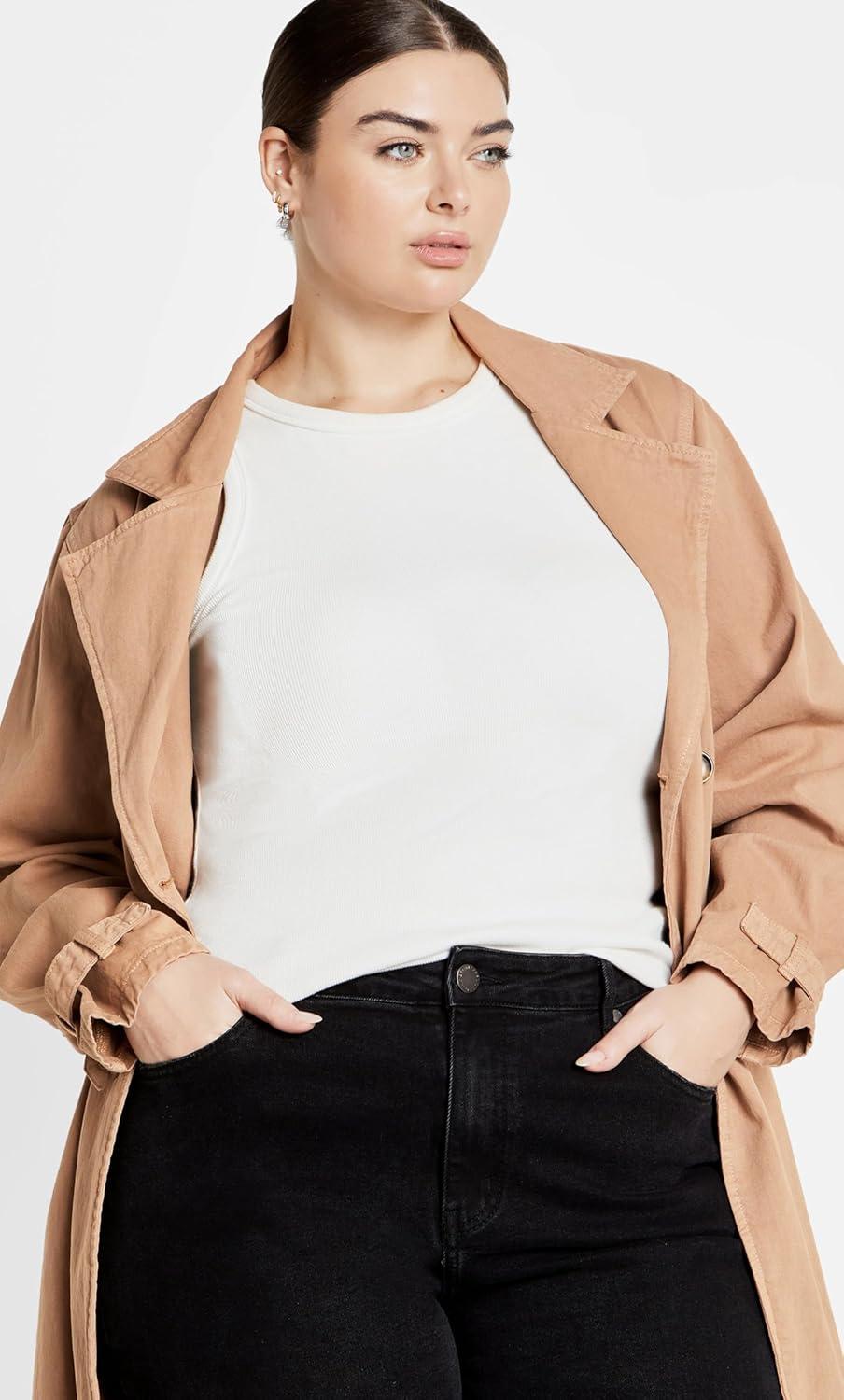 image:imageCity Chic Womens Plus Size Coat Laylo TrenchCaramel