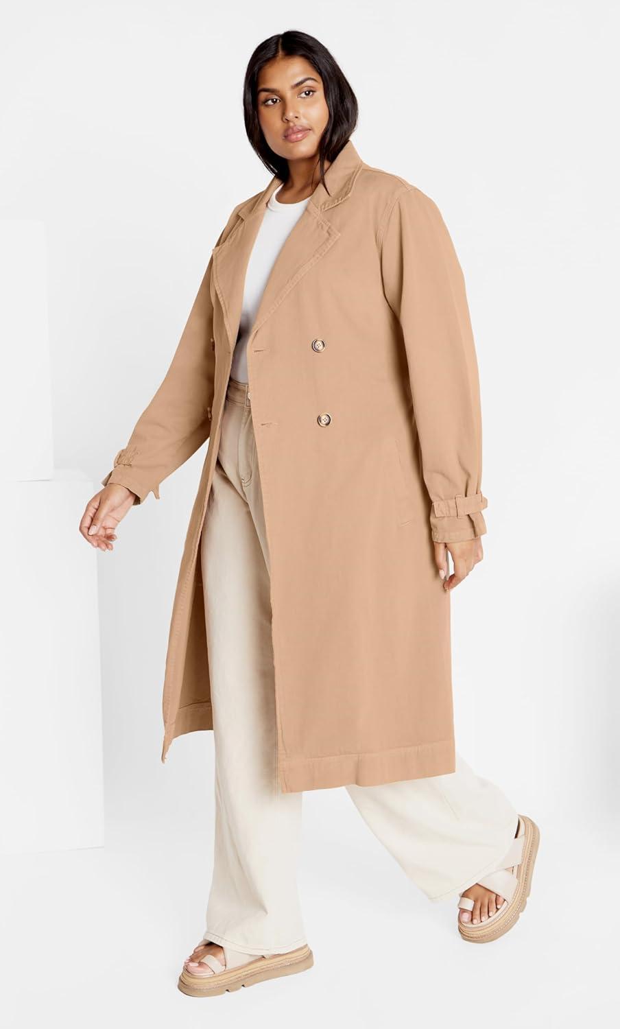 image:imageCity Chic Womens Plus Size Coat Laylo TrenchCaramel
