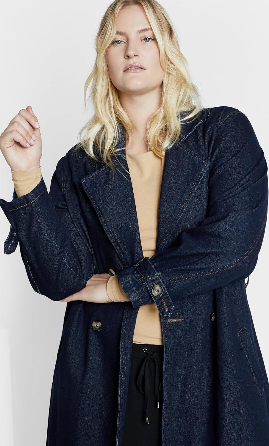 image:imageCity Chic Womens Plus Size Coat Laylo TrenchDenim Dark