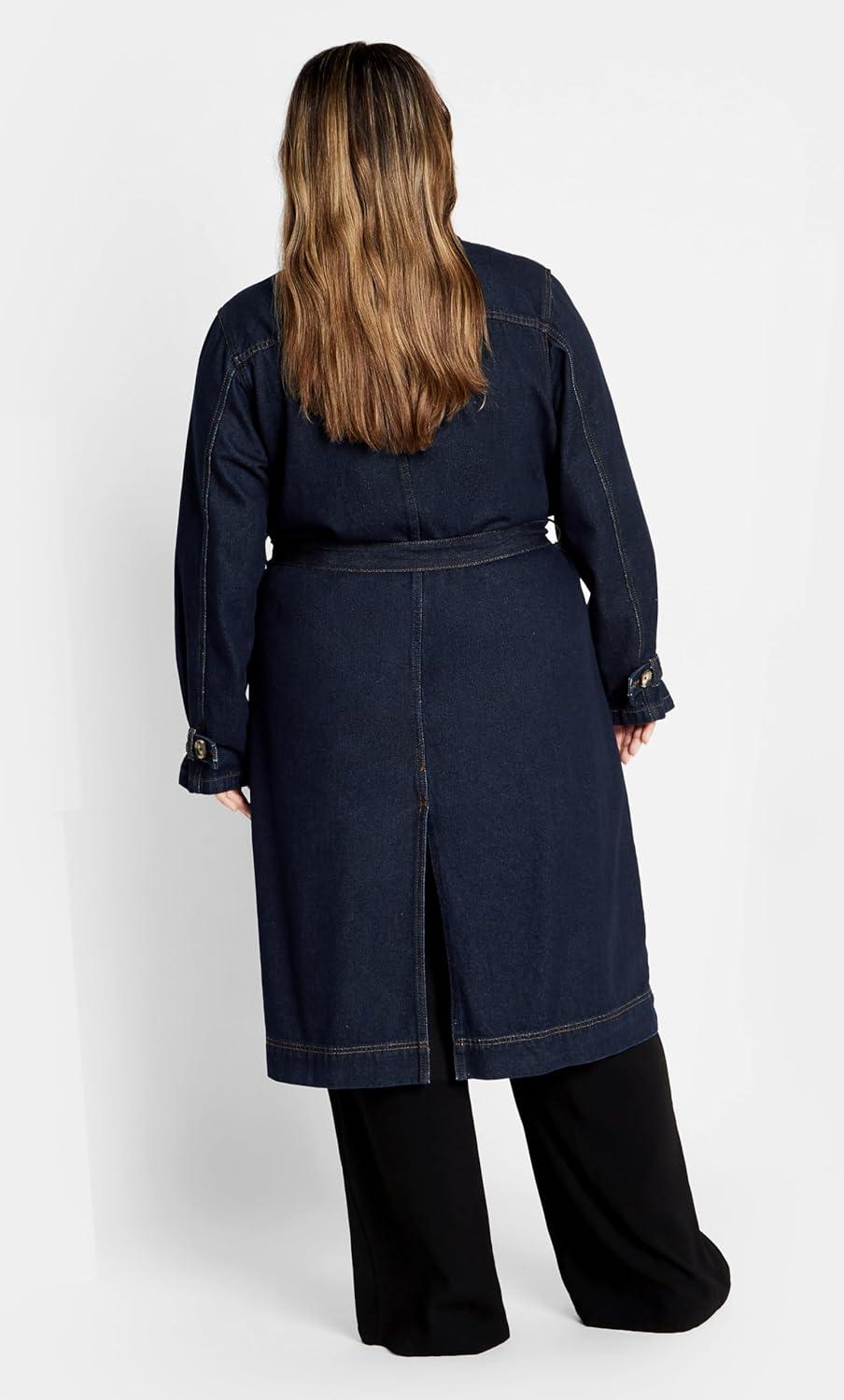 image:imageCity Chic Womens Plus Size Coat Laylo TrenchDenim Dark