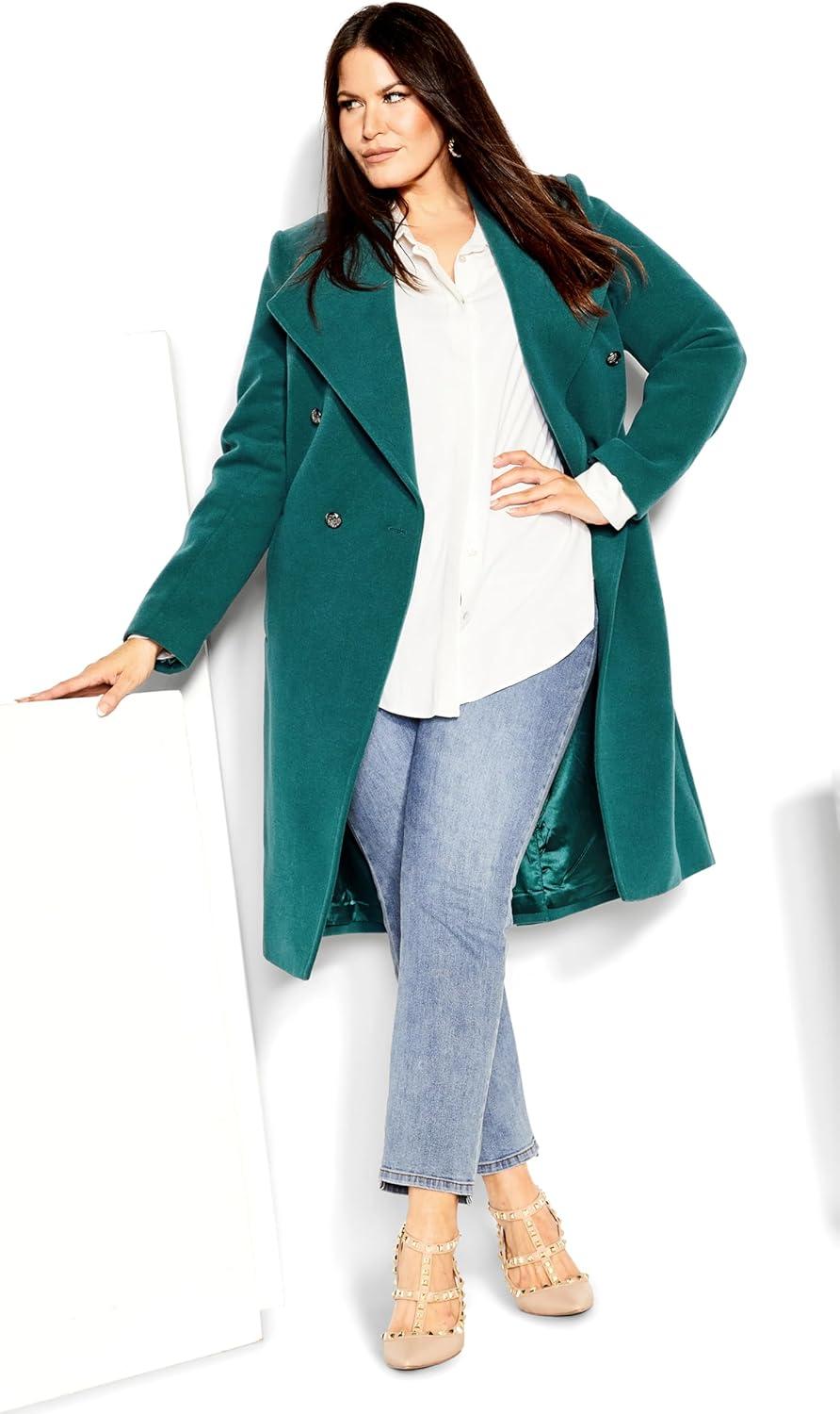 image:imageCity Chic Womens Plus Size Coat Sassy MilitaryAlpine