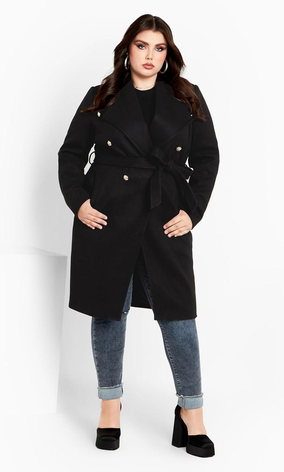 image:imageCity Chic Womens Plus Size Coat Sassy MilitaryBlack