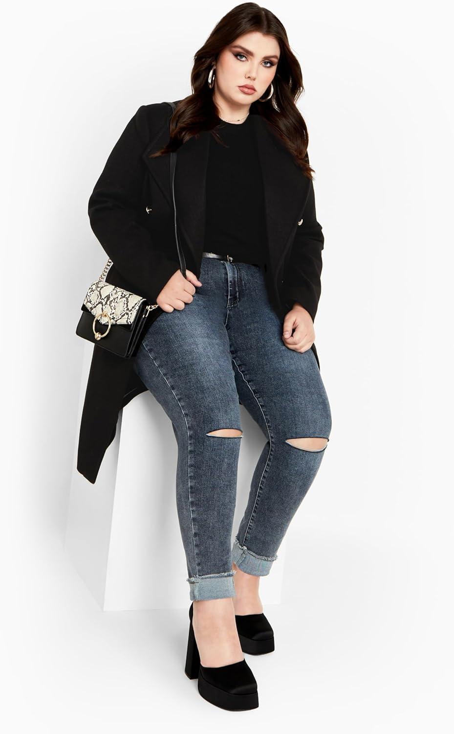 image:imageCity Chic Womens Plus Size Coat Sassy MilitaryBlack