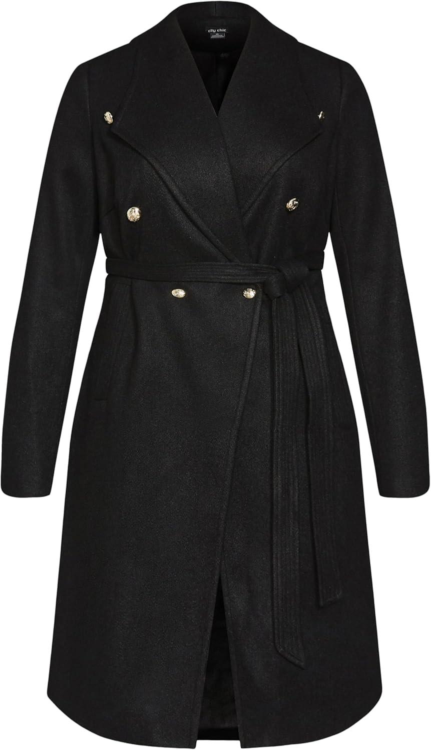 image:imageCity Chic Womens Plus Size Coat Sassy MilitaryBlack