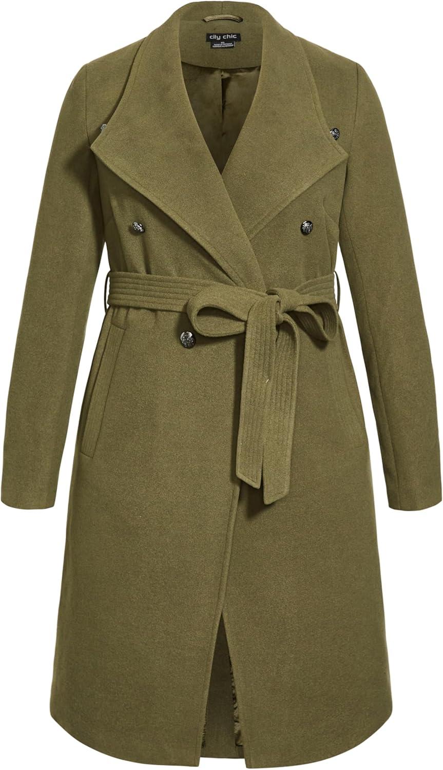 image:imageCity Chic Womens Plus Size Coat Sassy MilitaryKhaki