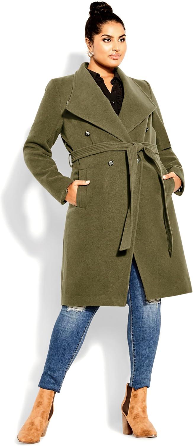 image:imageCity Chic Womens Plus Size Coat Sassy MilitaryKhaki