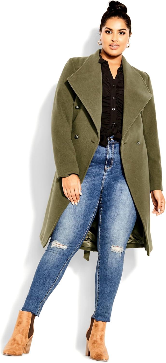 image:imageCity Chic Womens Plus Size Coat Sassy MilitaryKhaki