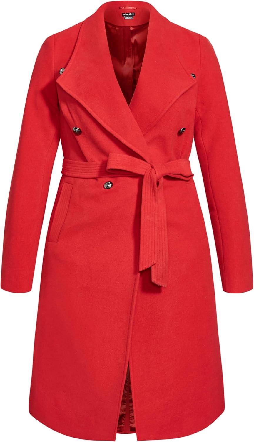 image:imageCity Chic Womens Plus Size Coat Sassy MilitaryLust Red