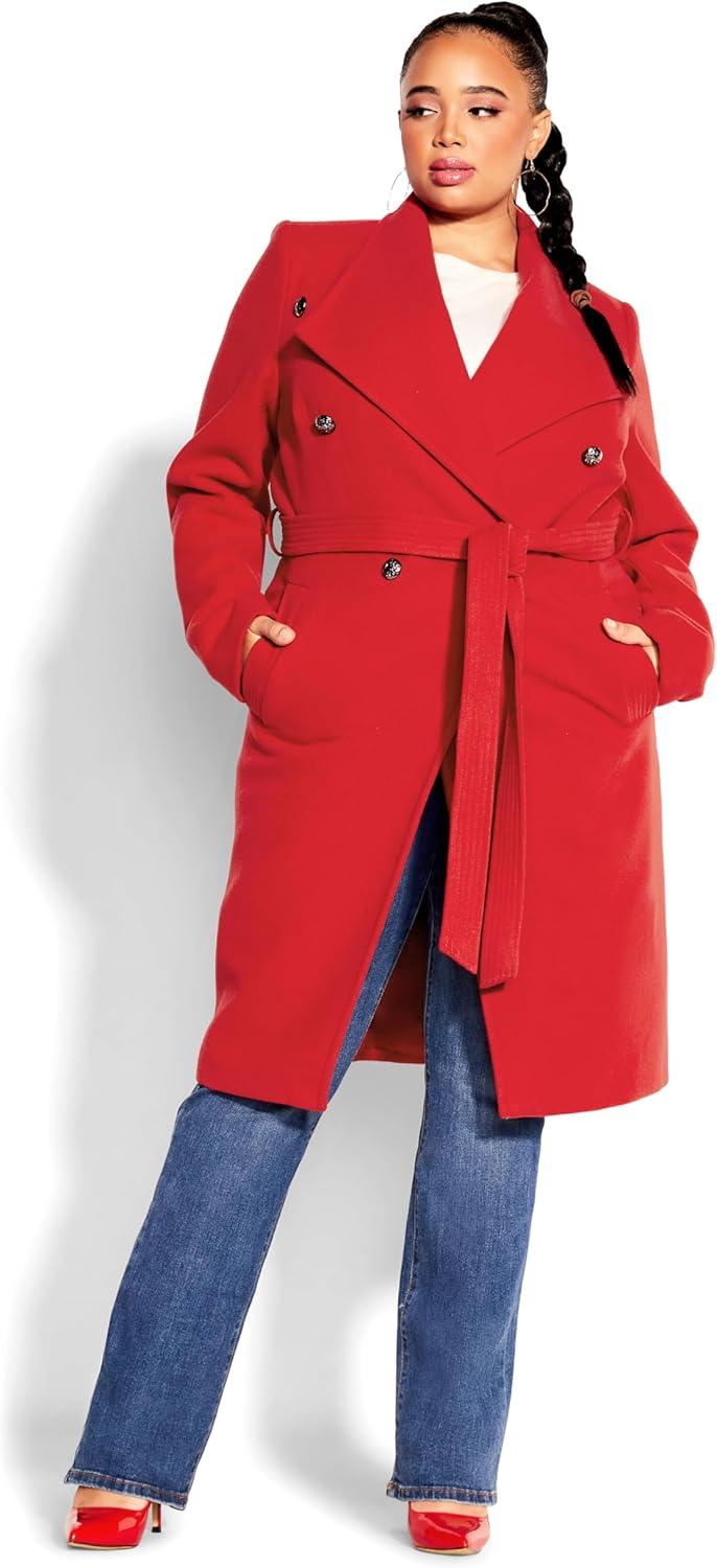 image:imageCity Chic Womens Plus Size Coat Sassy MilitaryLust Red