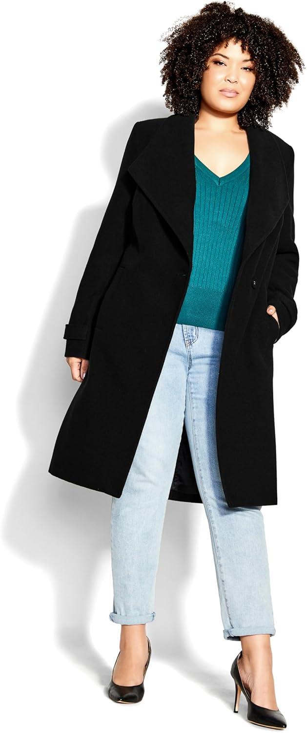 image:imageCity Chic Womens Plus Size Coat So SleekBlack