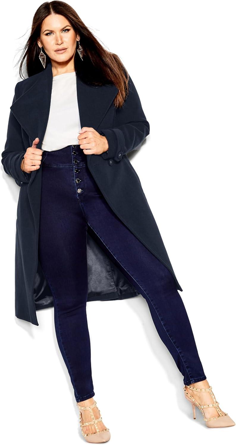 image:imageCity Chic Womens Plus Size Coat So SleekNavy