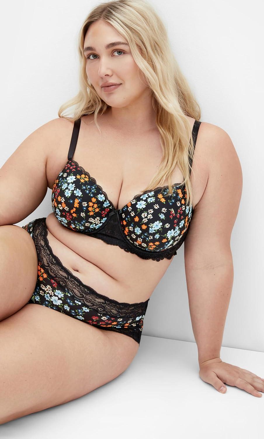 image:imageCity Chic Womens Plus Size Contour Bra Hailey PrintBlack Floral Print