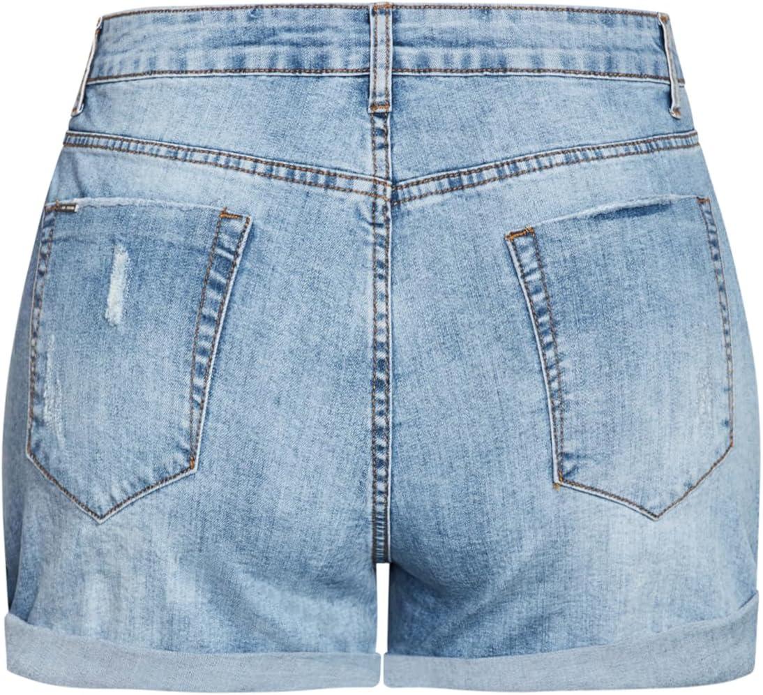 image:imageCity Chic Womens Plus Size Denim Distressed Detail Cuff ShortLight Denim