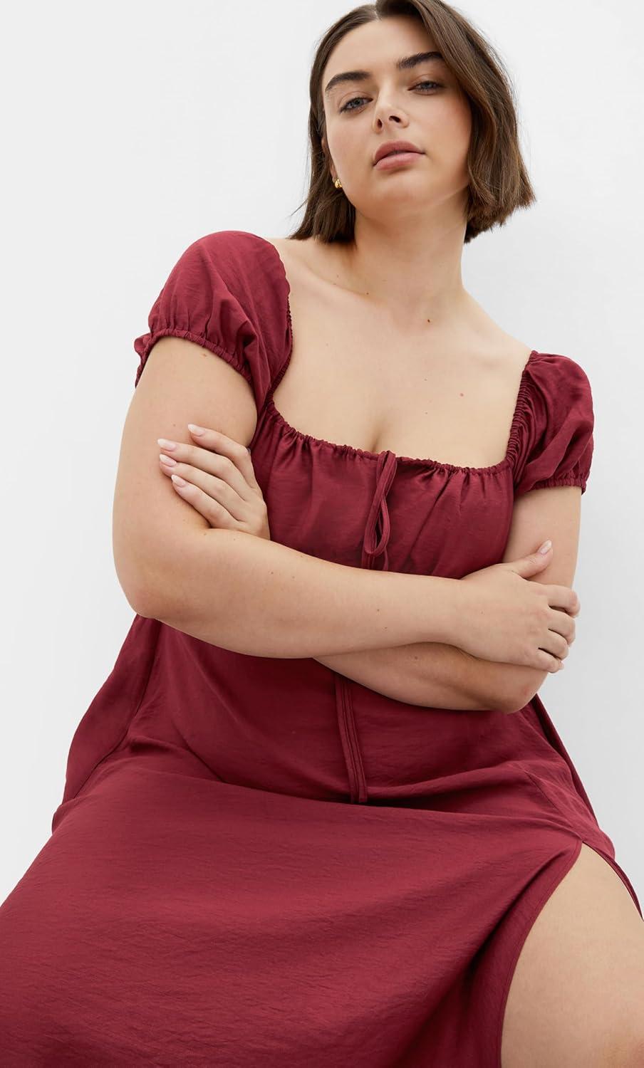 image:imageCity Chic Womens Plus Size Dress Abbigail Split MaxiCherry