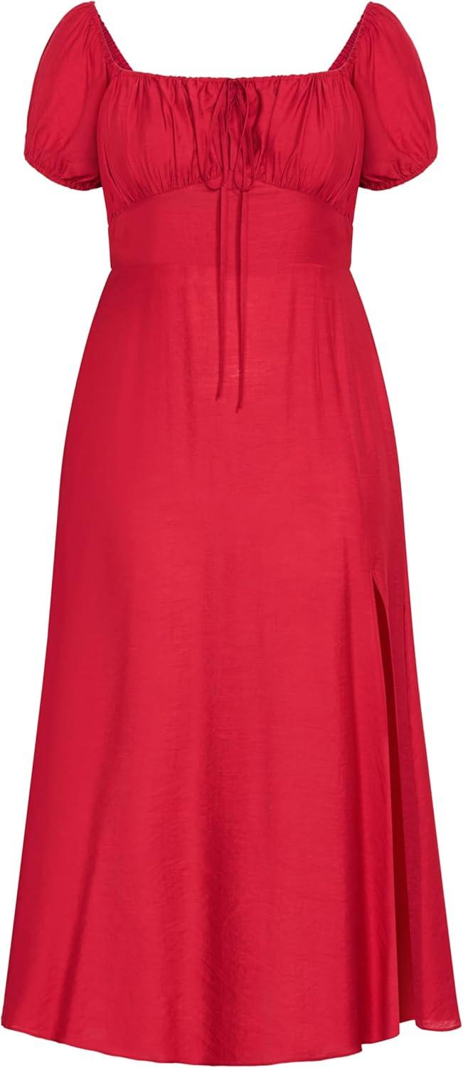 image:imageCity Chic Womens Plus Size Dress Abbigail Split MaxiCrimson