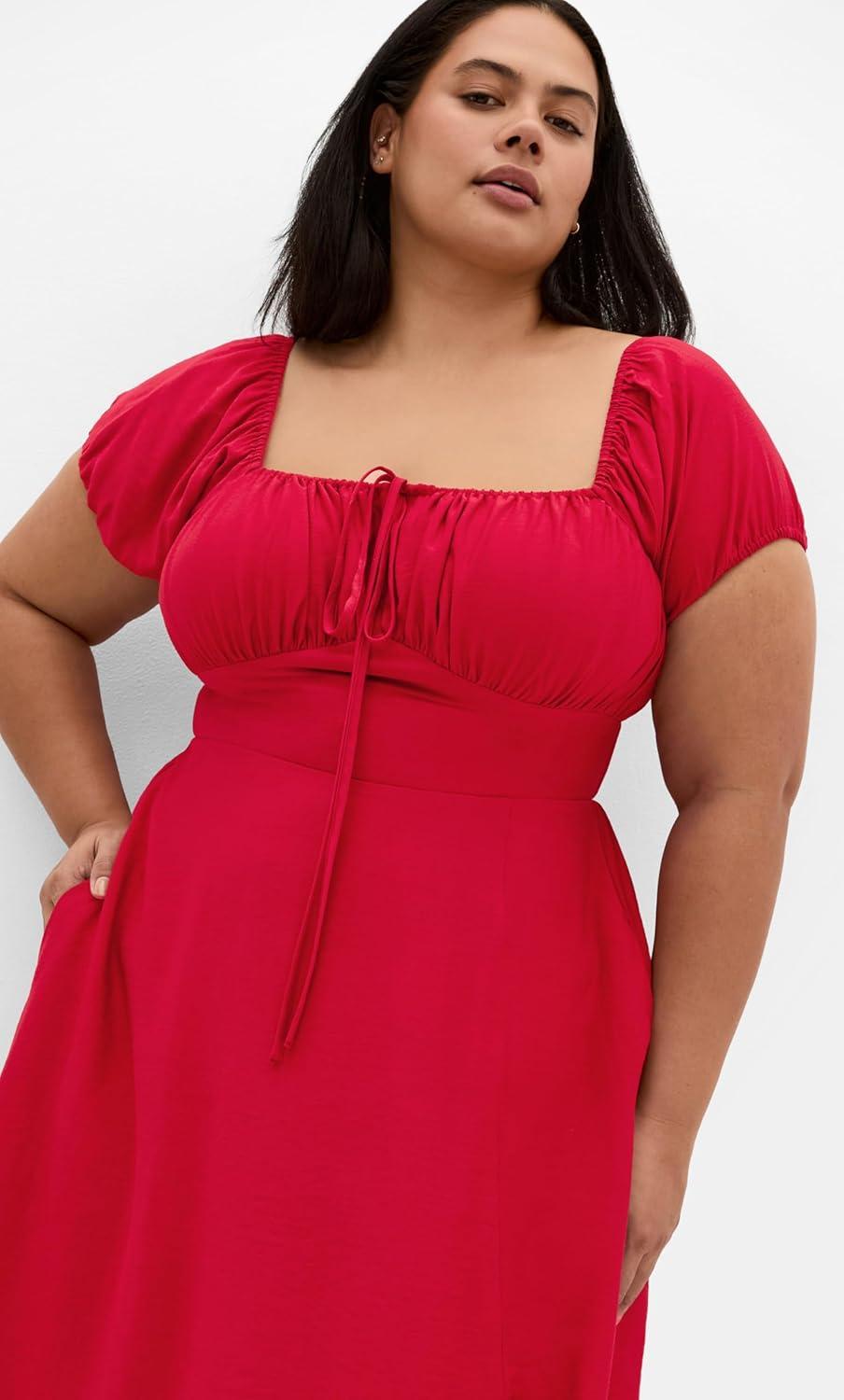 image:imageCity Chic Womens Plus Size Dress Abbigail Split MaxiCrimson