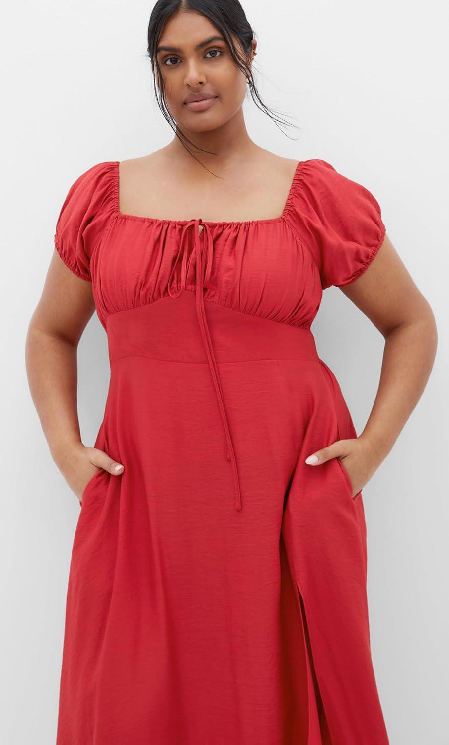 image:imageCity Chic Womens Plus Size Dress Abbigail Split MaxiRed