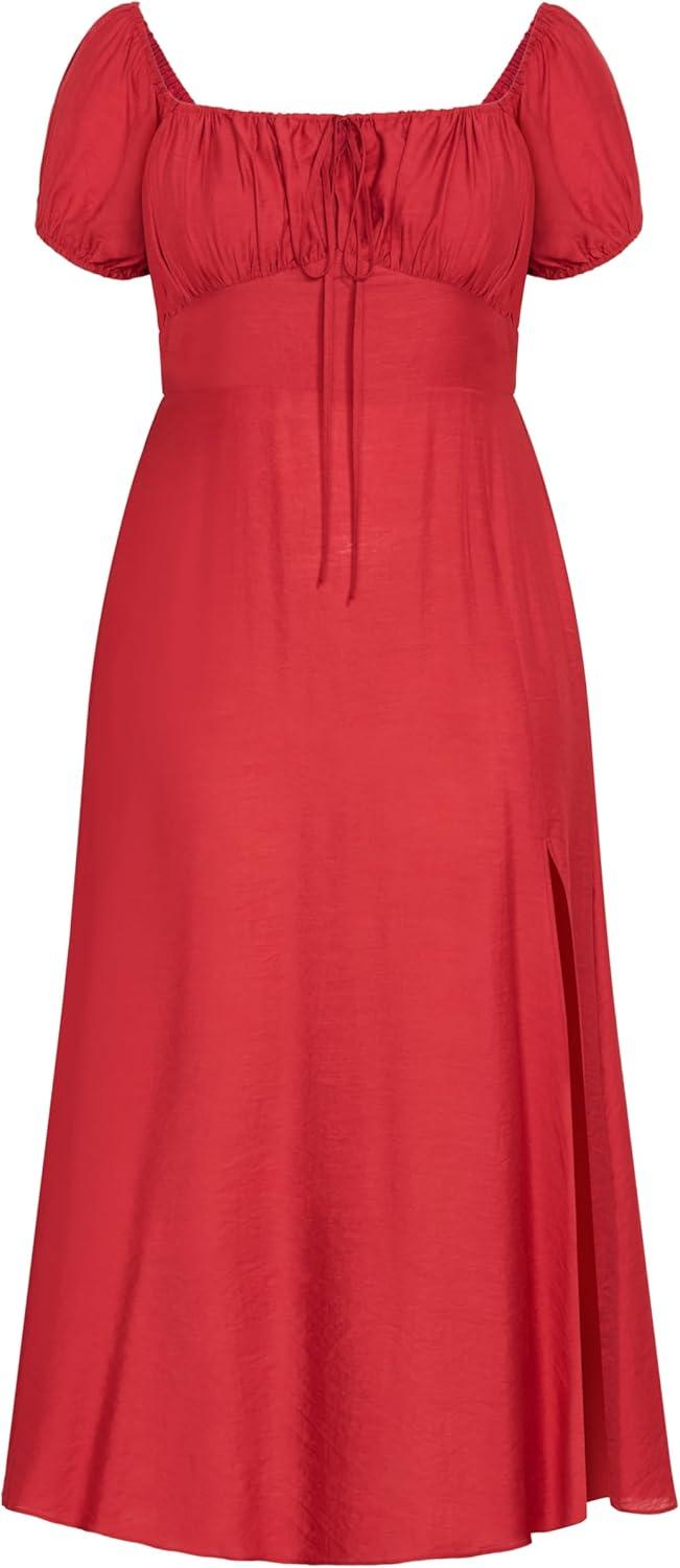 image:imageCity Chic Womens Plus Size Dress Abbigail Split MaxiRed