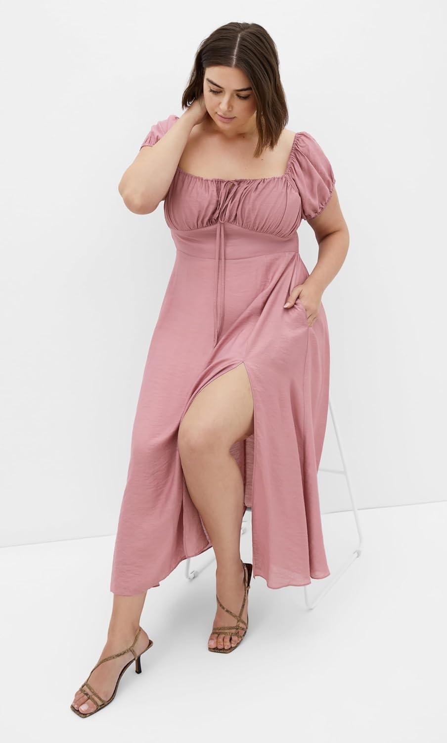 image:imageCity Chic Womens Plus Size Dress Abbigail Split MaxiRose