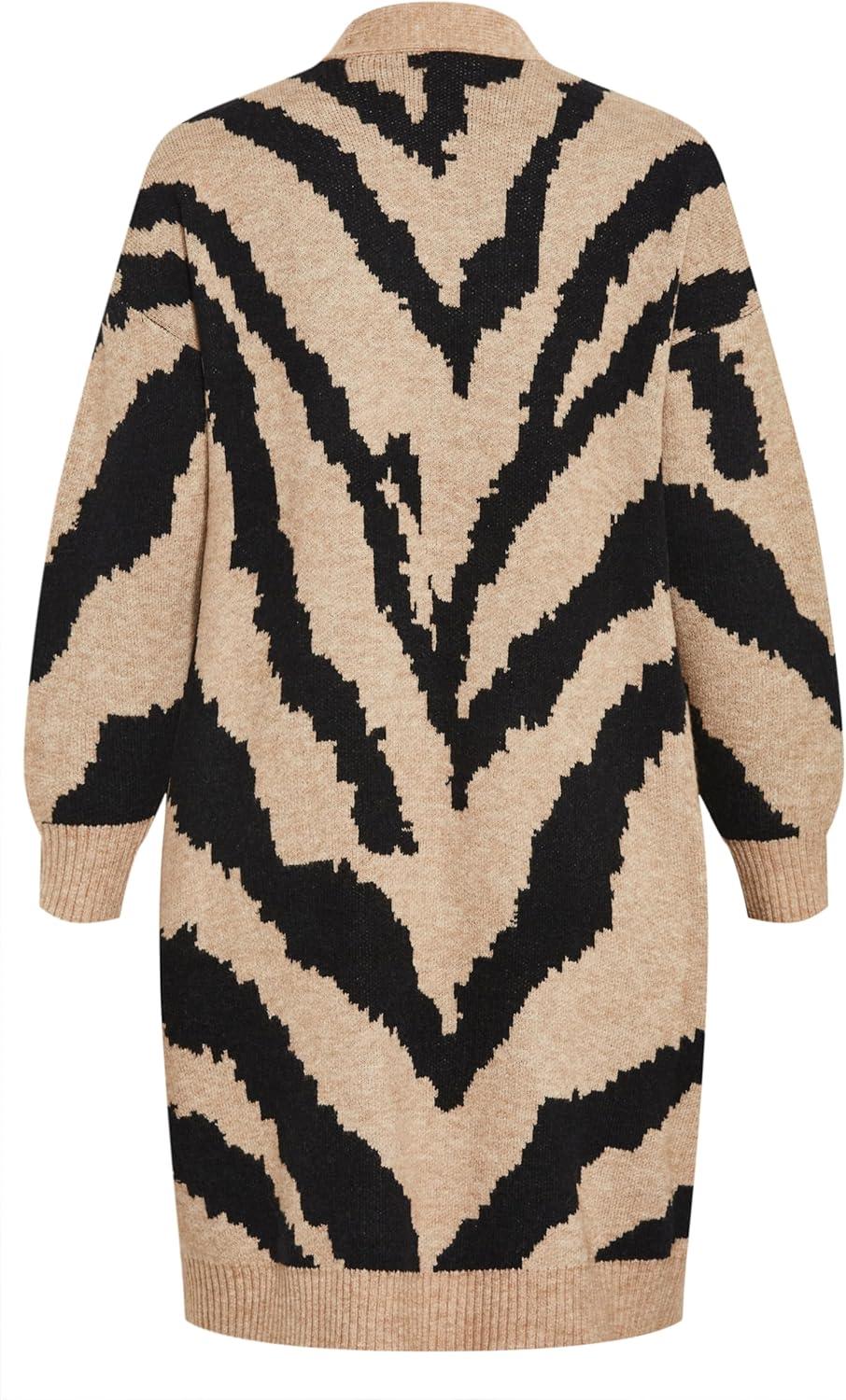 image:imageCity Chic Womens Plus Size Earn Your Stripes CardiganBlackIvory