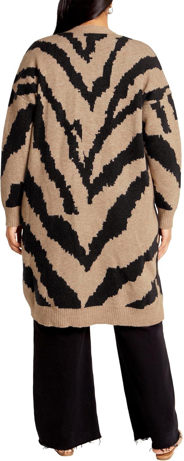 image:imageCity Chic Womens Plus Size Earn Your Stripes CardiganBlackIvory